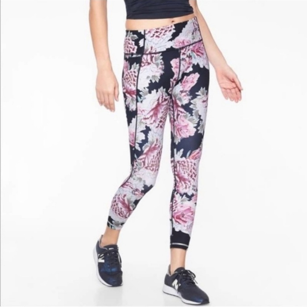 ATHLETA Run Free Garden Party 7/8 Leggings Pants Running Yoga Size:  MT - Picture 15 of 15